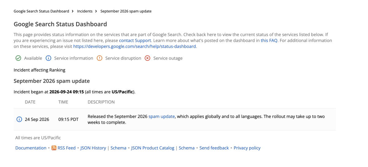 Google Spam Update Info